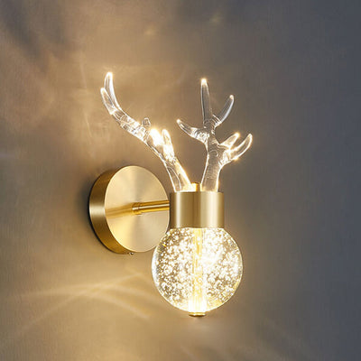 Nordic Luxury Antler Bubble Crystal LED Wall Sconce Lamp