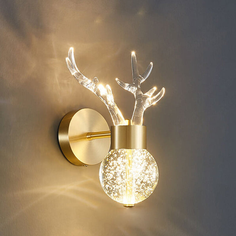 Nordic Luxury Antler Bubble Crystal LED Wall Sconce Lamp