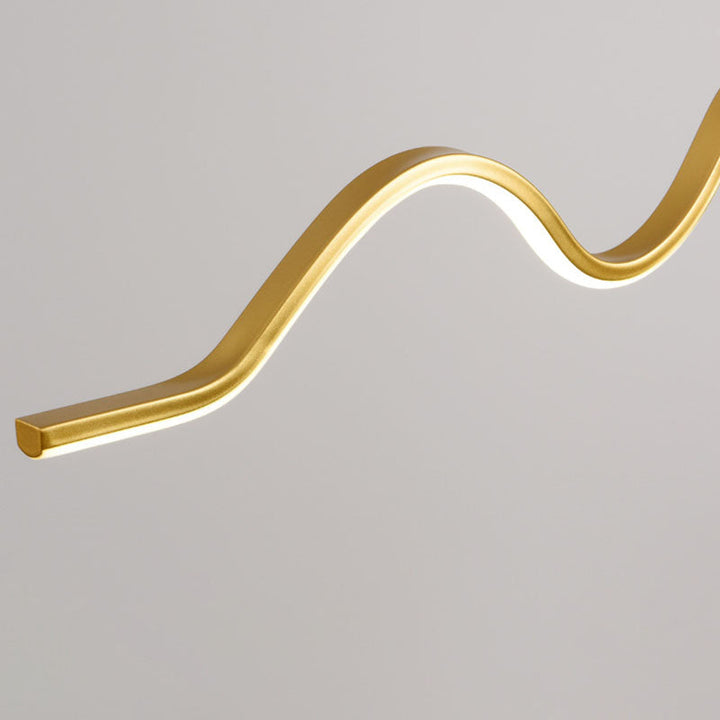 Moderner minimalistischer Kronleuchter mit gewelltem Aluminiumstreifen und PLA 3D-Mondschirm LED-Insellicht für das Esszimmer 