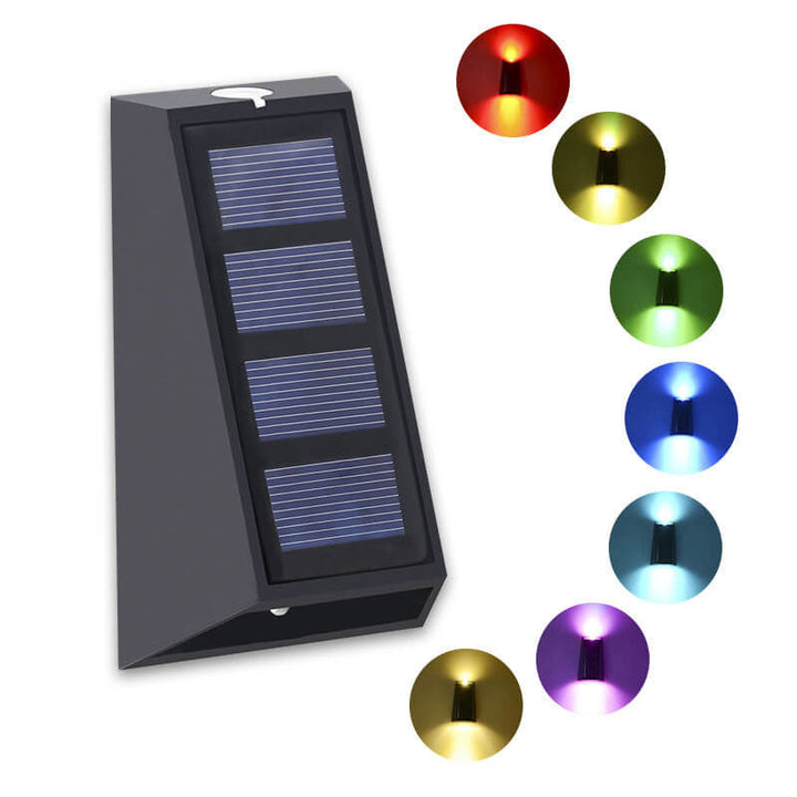 Einfache Trapez-Solar-RGB-Patio-LED-Wandleuchte für den Außenbereich
