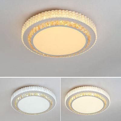 Modern Minimalist Round Acrylic Crystal LED Flush Mount Lighting