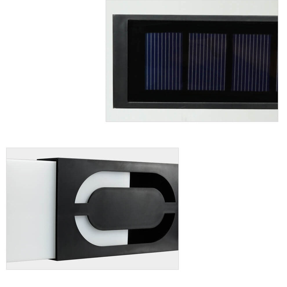 Moderne minimalistische rechteckige LED-Solar-Türschild-Wandleuchte aus ABS und PC für den Außenbereich, digitale Dekoration für Terrasse 