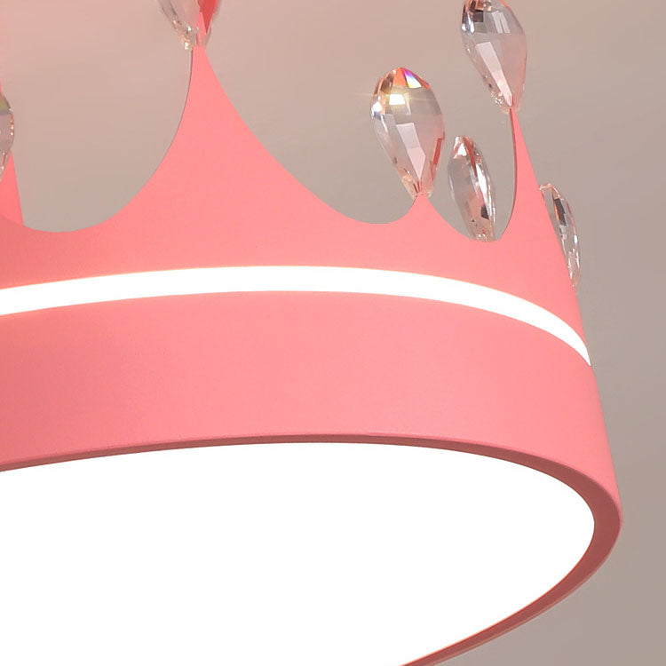 Contemporary Creative Cartoon Crown LED Kids Semi-Flush Mount Ceiling Light For Bedroom