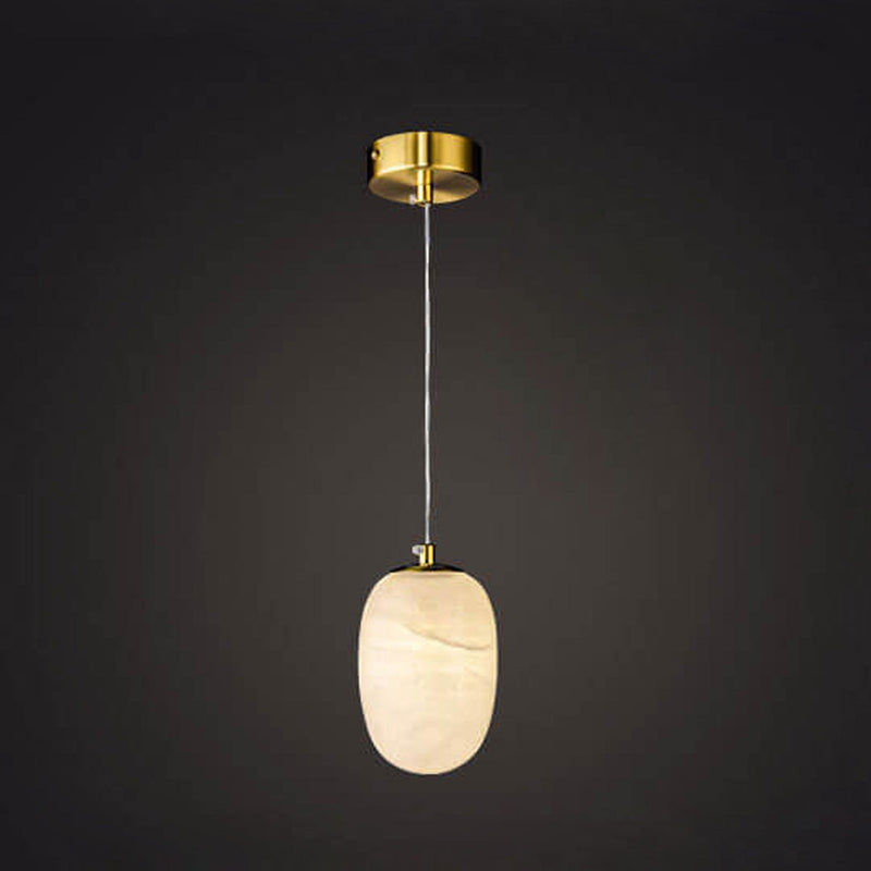 Modern Luxury Round Marble Brass 1-Light Pendant Light