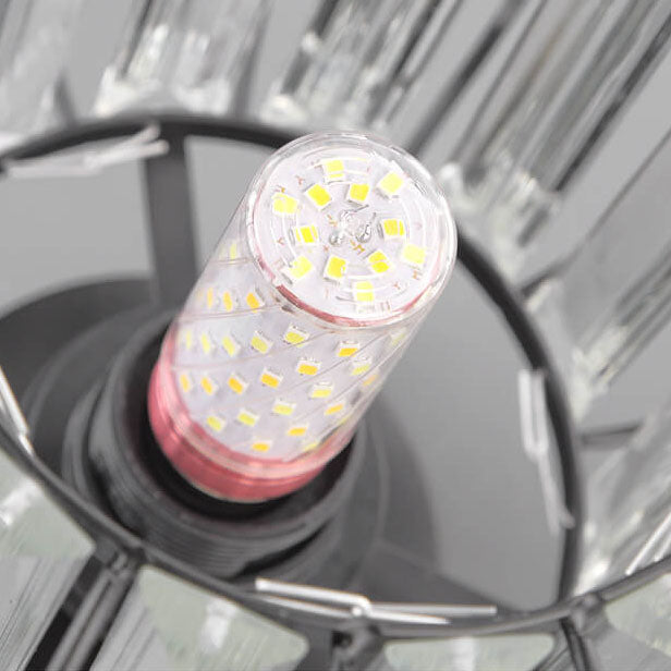 Moderno Lujo Flor Hierro Cristal 1-Luz Semi-Empotrado Montaje de Techo 