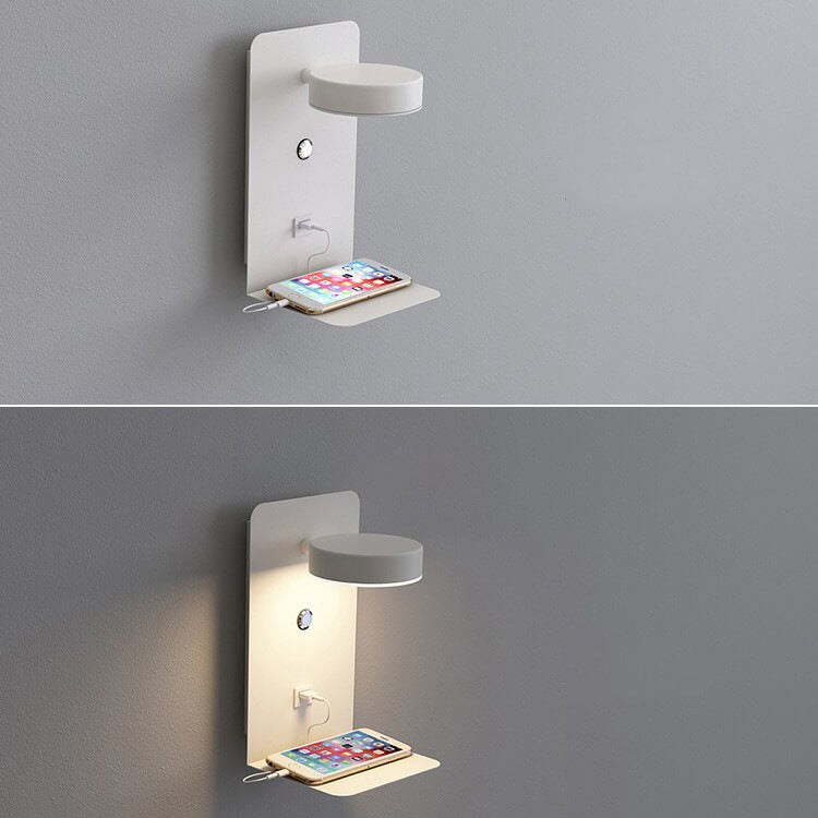 Moderne quadratische LED-USB-Wandleuchte aus Eisen 