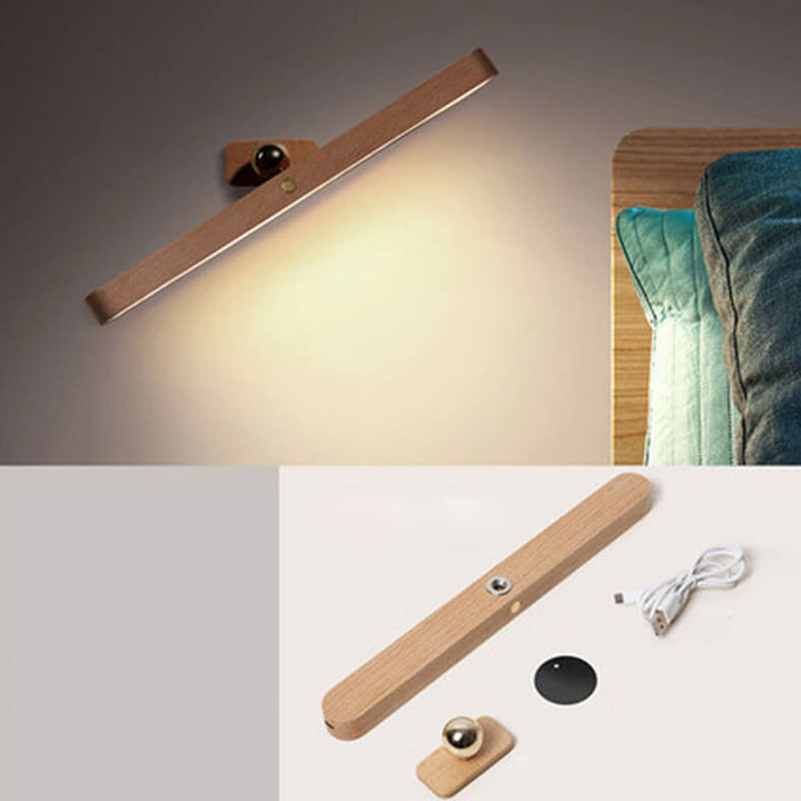 Lampe murale à LED magnétique USB en bande de bois moderne pour miroir 