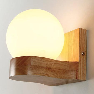 Nordic Modern Massivholz Kugel 1/2 Lichter Wandleuchte 