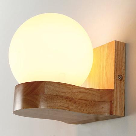 Nordic Modern Massivholz Kugel 1/2 Lichter Wandleuchte 