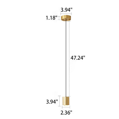 Modernes Licht Luxus Messing Zylinder Design LED Mini Pendelleuchte 