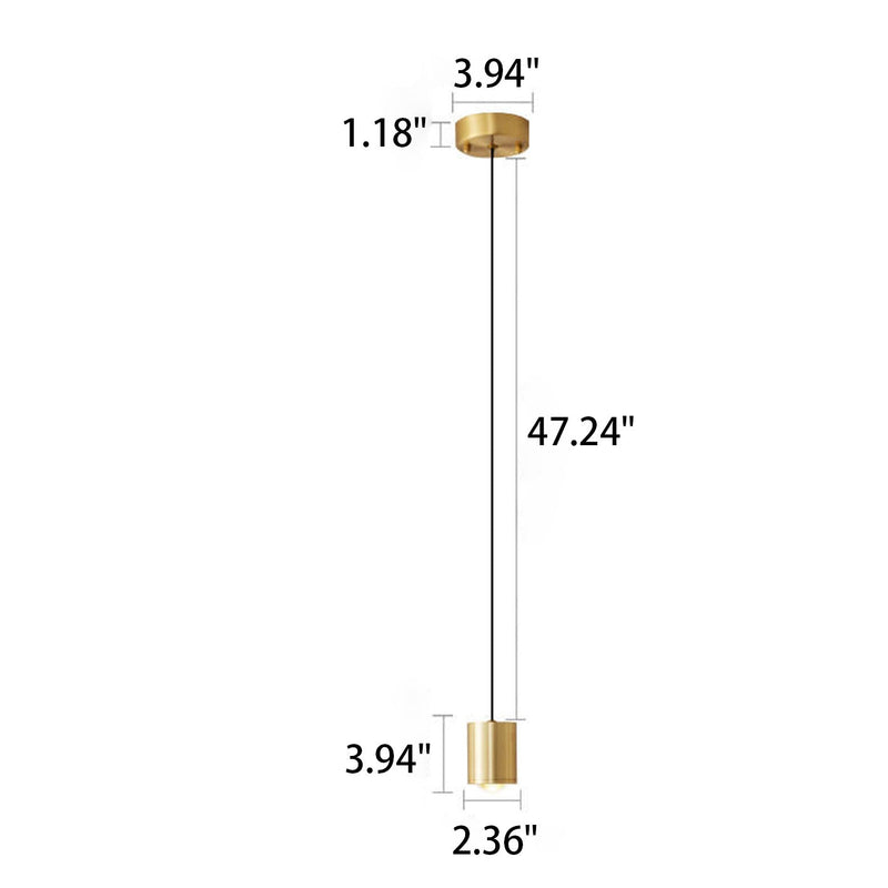 Modernes Licht Luxus Messing Zylinder Design LED Mini Pendelleuchte 