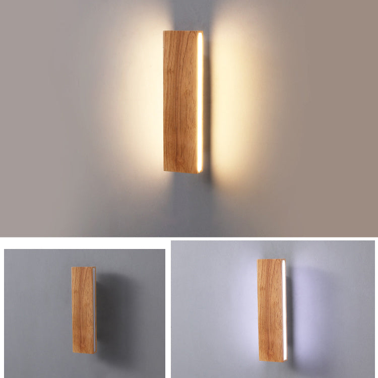 Applique murale à bande LED en bois massif simple 