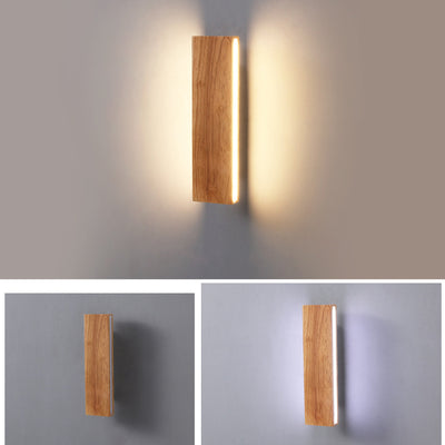 Einfache LED-Wandleuchte aus massivem Holz