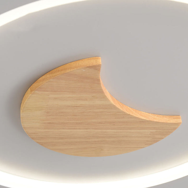 Modern Simple Solid Wood Pattern LED Flush Mount Light