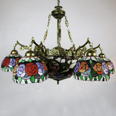 European Tiffany Vintage 9-Light Island Light Chandelier