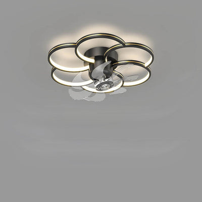 Modern Luxury Flower Petal Design LED Flush Mount Ceiling Fan Light