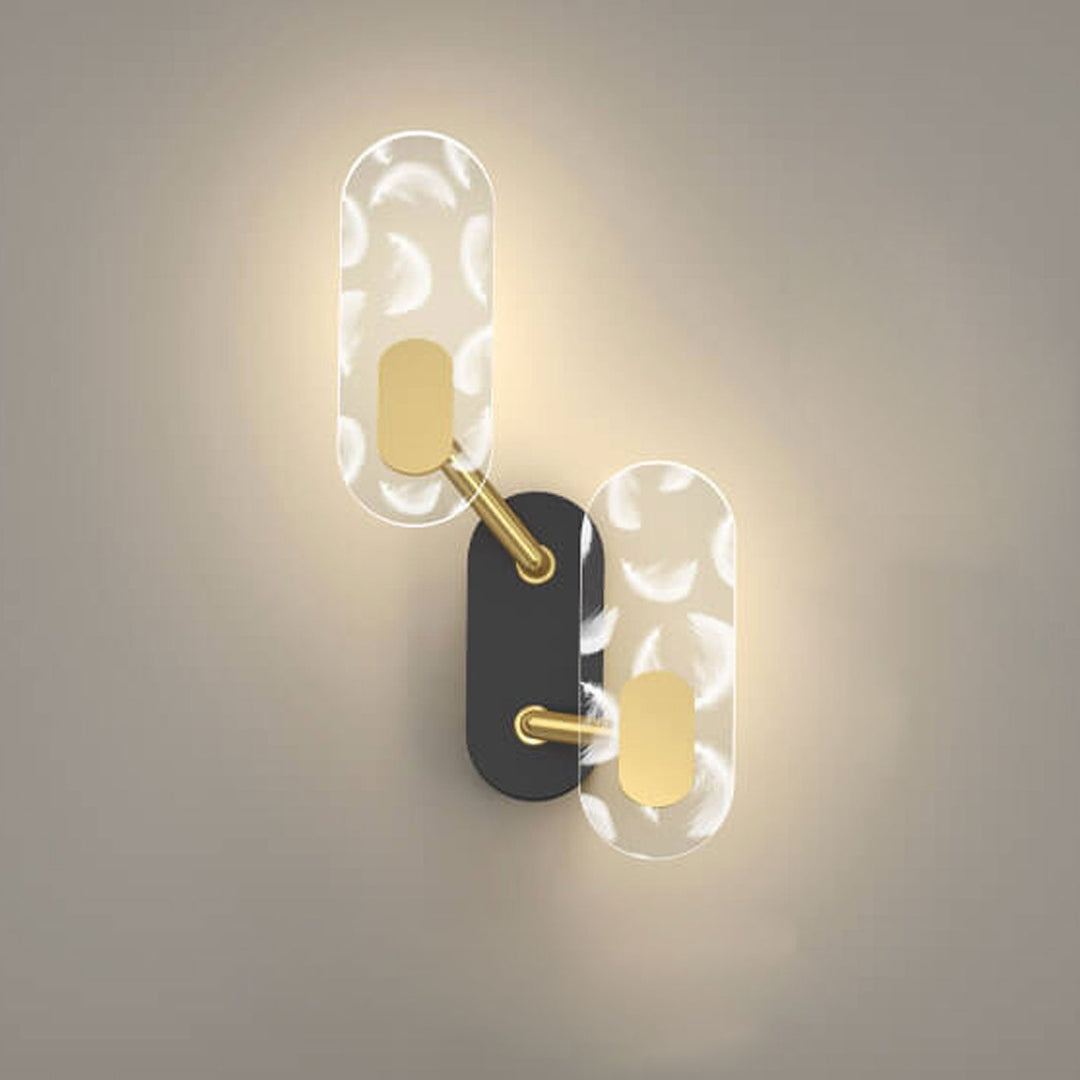 Applique murale LED moderne et créative avec anneau en acrylique, noir et or 