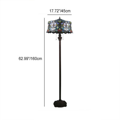 Lámpara de pie de 2 luces con forma de yurta de vidrio teñido de lirio tradicional Tiffany para estudio 