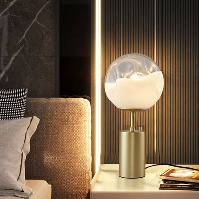 Modern Minimalist Creative Convex Glass Spherical Lamp Shade 1-Light Table Lamp