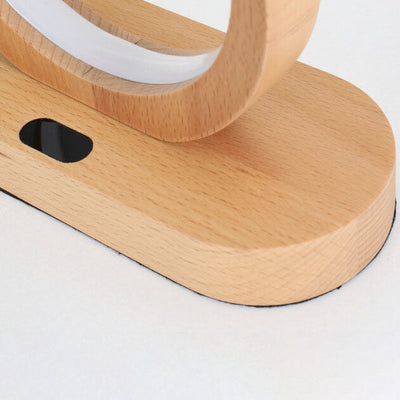 Nordic Minimalist Ring Wooden LED Sensor Dimming Table Lamp