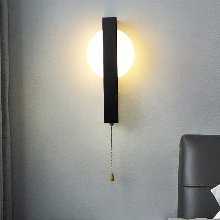 Applique murale LED avec interrupteur à tirette en fer forgé simple nordique et acrylique 
