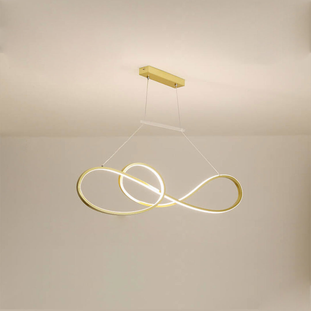 Lámpara de Araña Moderna de Lujo Ligero con Anillo Curvo LED para Isla 