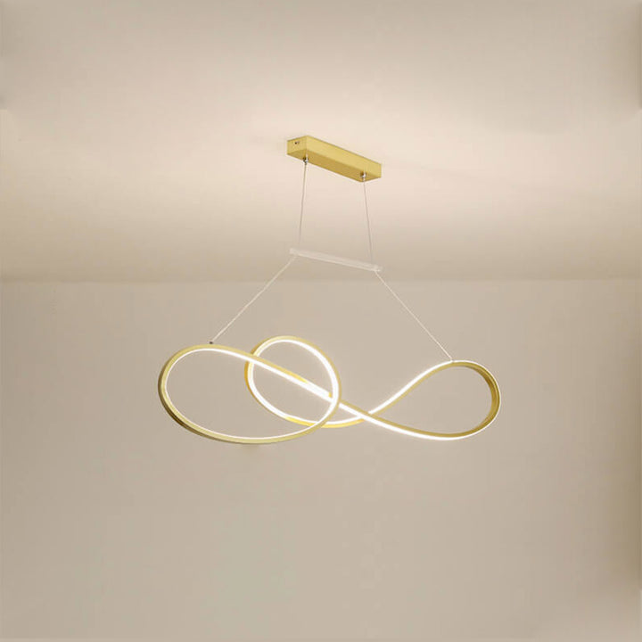 Lámpara de Araña Moderna de Lujo Ligero con Anillo Curvo LED para Isla 