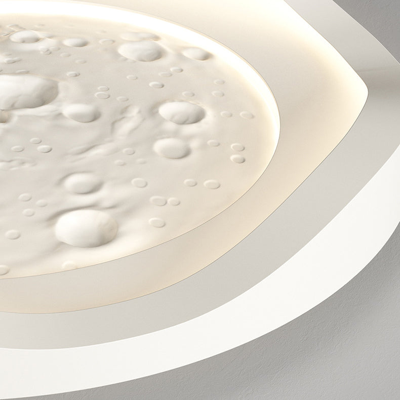 Plafonnier LED en fer avec abat-jour rond et texture de roche imitation résine pour salon, simplicité moderne 
