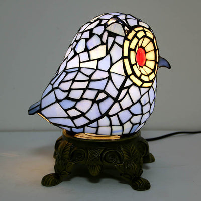 Lámpara de Mesa de Vidrio Tiffany Creative Owl Stained Glass de 1 Luz 