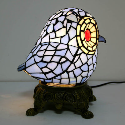 Tiffany Creative Owl Stained Glass 1-Light Table Lamp