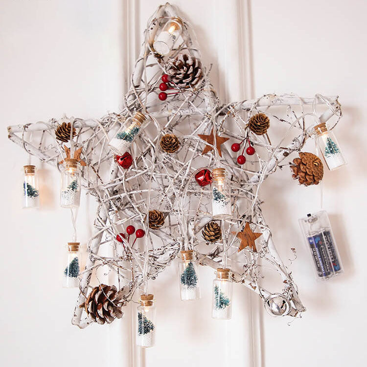Lumière de chaîne décorative à LED de Noël avec bouteille à souhaits, arbre, neige et boîtier à piles 