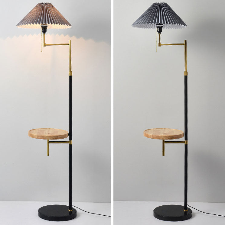Nordic Light Luxus-Plissee-Stoff-Marmor-Stehlampe mit 1 Licht
