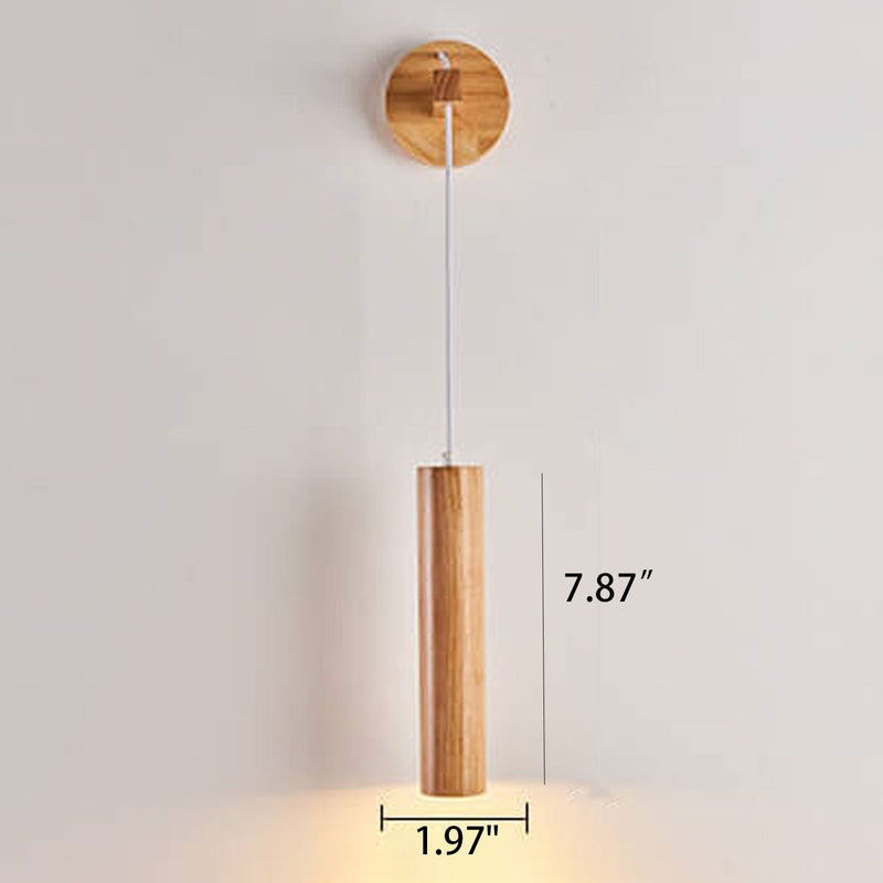 Nordic Minimalist Solid Wood Cylinder Column LED Wall Sconce Lamp