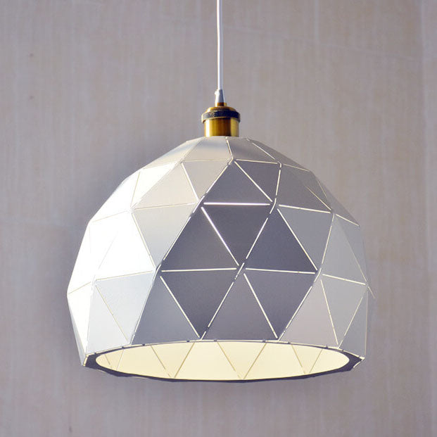 Industrial Simple Iron Diamond Hollow Dome 1-Light Pendant Light