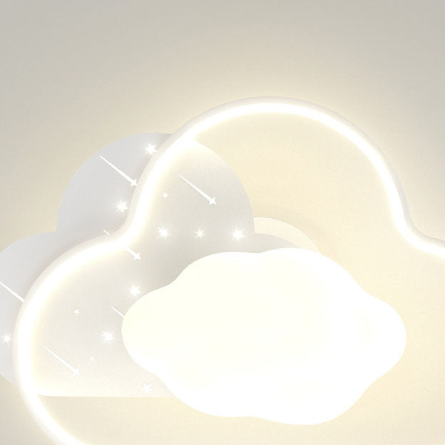 Plafonnier LED semi-encastré moderne en acrylique et fer avec nuages crème 