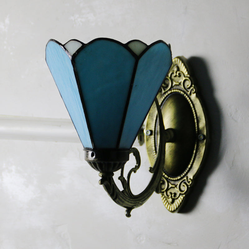 European Style Tiffany Baroque Stained Glass Bowl 1-Light Wall Sconce Lamp