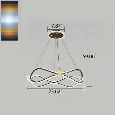 Modern Minimalist Wave Iron 3/4-Light LED Island Light Chandelier