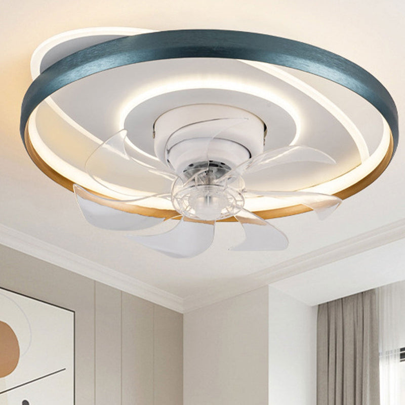 Nordic Rotatable Round Acrylic LED Flush Mount Ceiling Fan Light