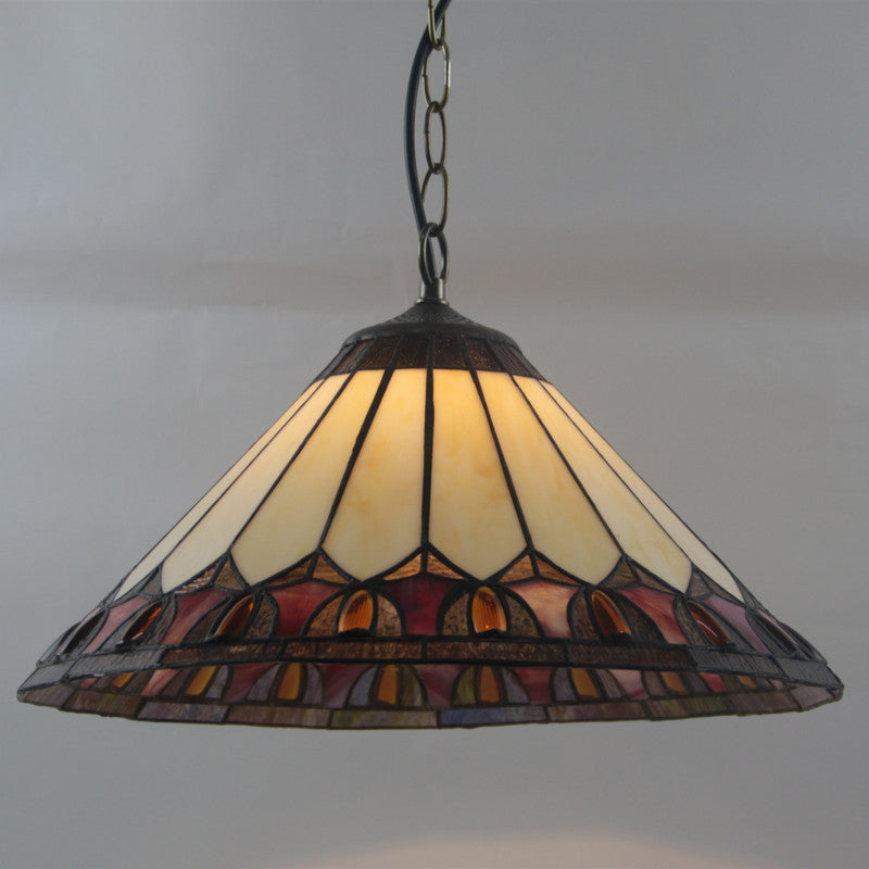 European Vintage Tiffany Glass Hardware 1-Light Pendant Light