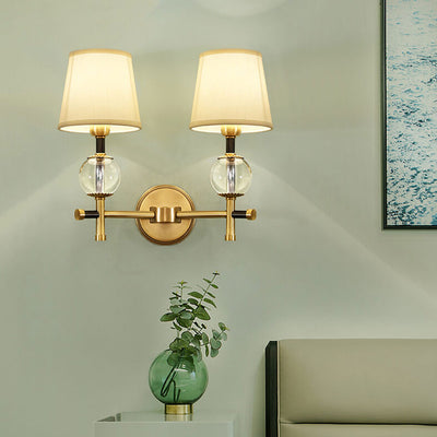 Modern American Brass Fabric 1/2 Light Wall Sconce Lamp