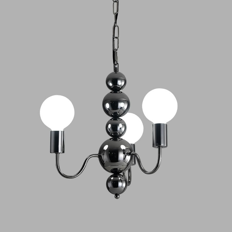 French Modern Minimalist Round Ball Iron Glass 3/5/8 Light Chandelier