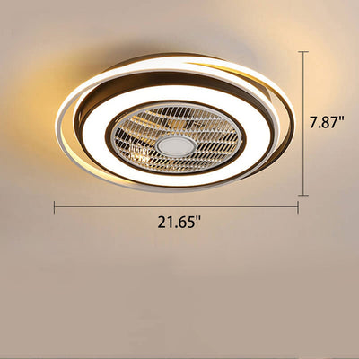 Nordic Simple Crystal Round Frame Design LED Flush Mount Ceiling Fan Light