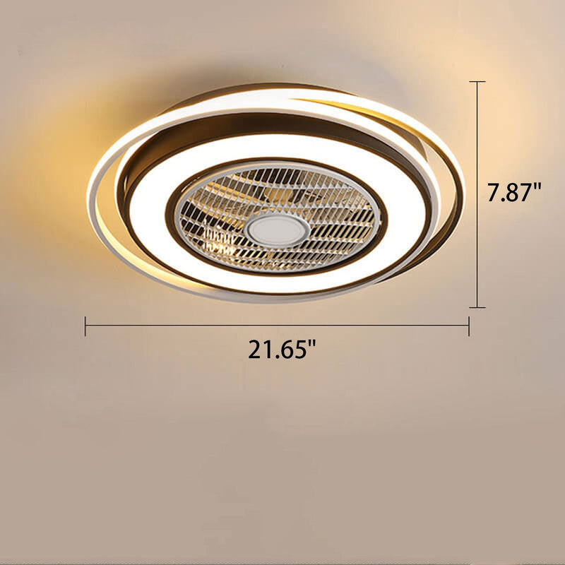Nordic Simple Crystal Round Frame Design LED Flush Mount Ceiling Fan Light