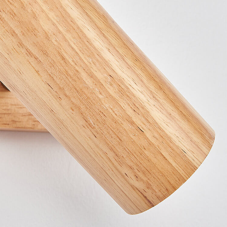 Japanese Minimalist Solid Wood Spotlight Track 1/3/4 Light Flush Mount Ceiling Light