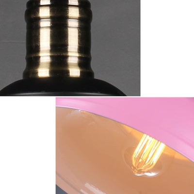 Industrial Simple Dome Round Pot Lid Iron 1-Light Pendant Light