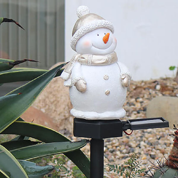 Solar Christmas Resin Snowman Outdoor Garden Decoration Lawn Landscape Light