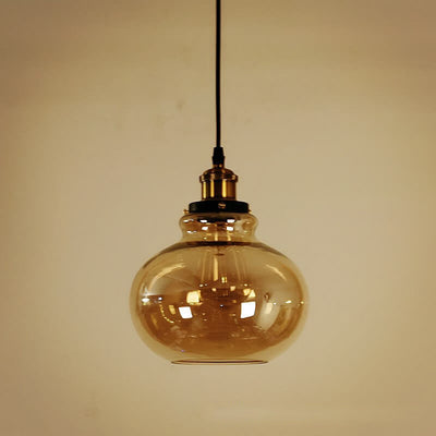 Suspension Luminaire Rétro Industriel en Verre Rond en Forme de Gourde à 1 Lumière 