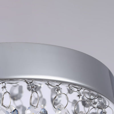 Moderner, minimalistischer Kristallperlenvorhang, runde 1-Licht-Deckenleuchte mit halbbündiger Montage
