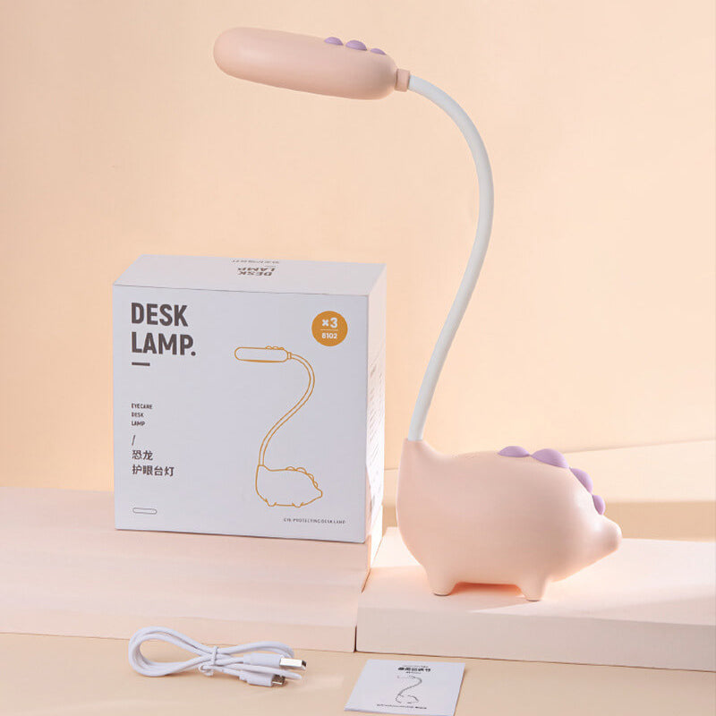 Lámpara de escritorio LED recargable con cuidado de ojos de dinosaurio de dibujos animados 