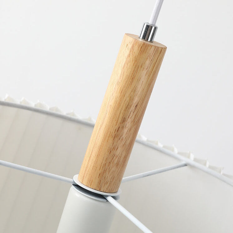 Nordischer minimalistischer einfarbiger Massivholz-Stoff 1-Licht Pendelleuchte 